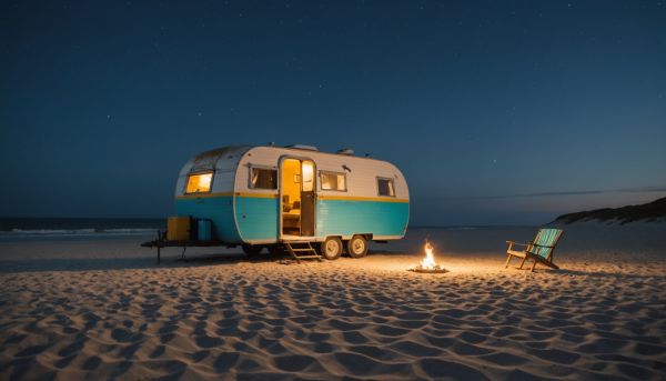 Dormir dans une roulotte nomade près de la plage